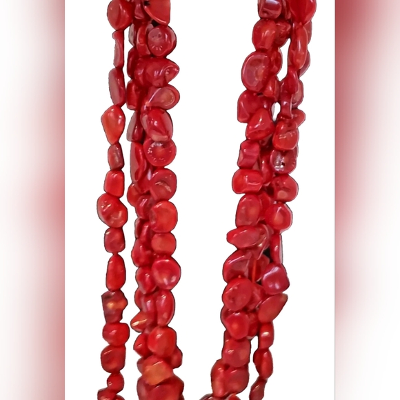 LUC  Lucas LaMeth Three Strand 925 Silver Red Coral Necklace  20", 816 ct. wt. - Picture 3 of 10